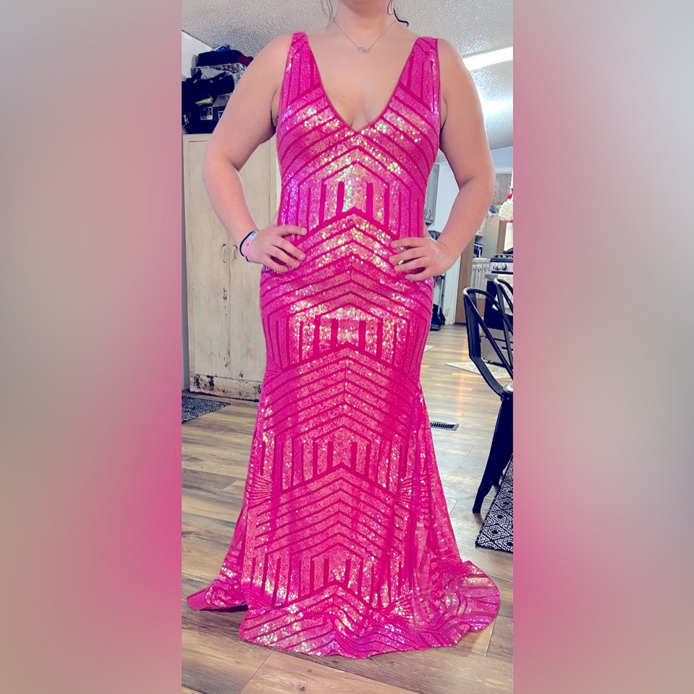 Hot pink prom dress